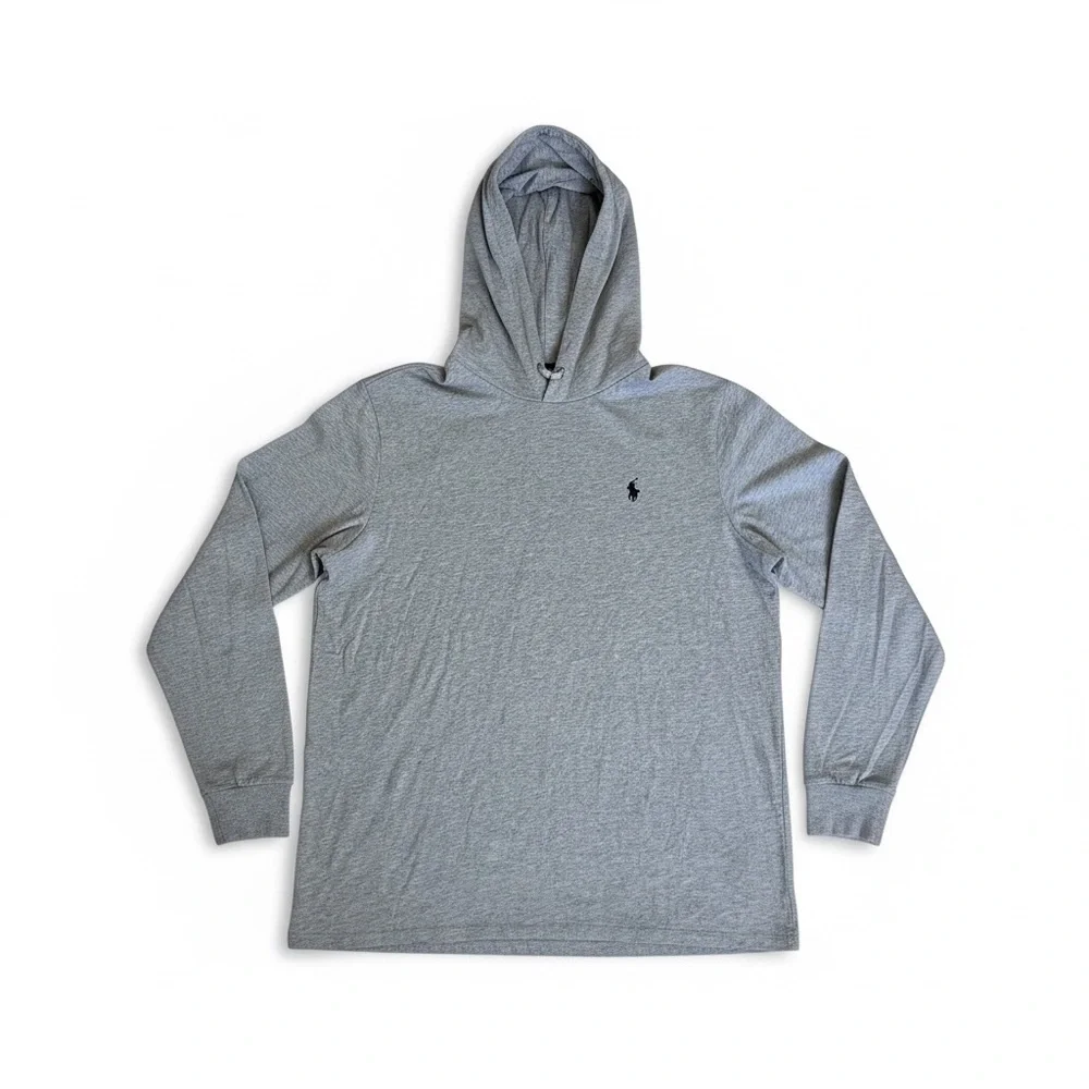 Polo Ralph Lauren Men’s Gray Hoodie Size M Classic Pony Logo Pullover Sweatshirt